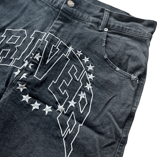 VARSITY JEAN SHORTS