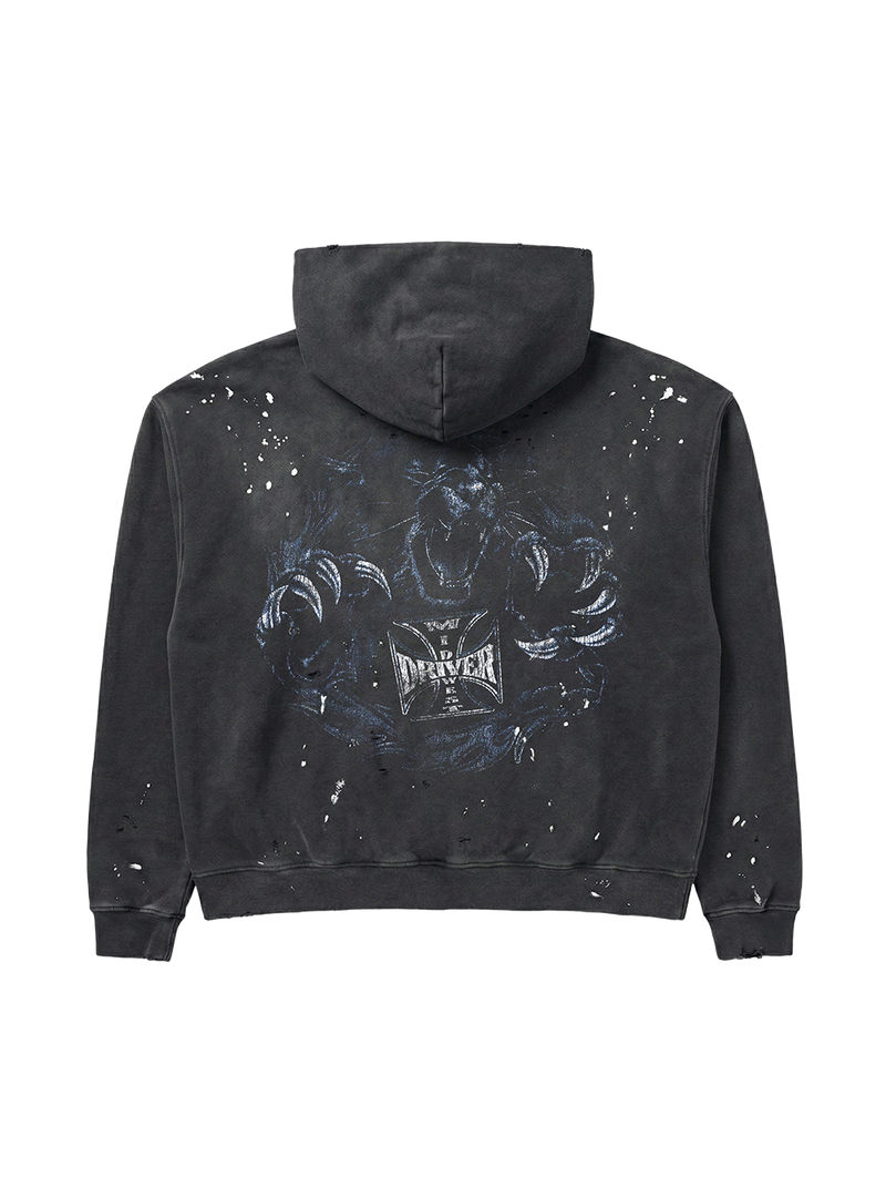 PANTHER FRAYED HOODIE