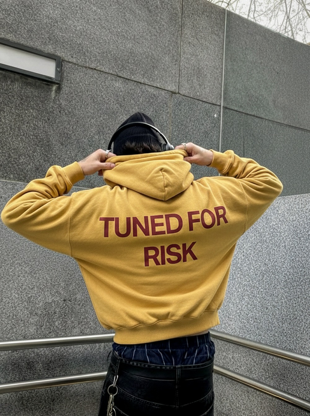 RISK hoodie detail