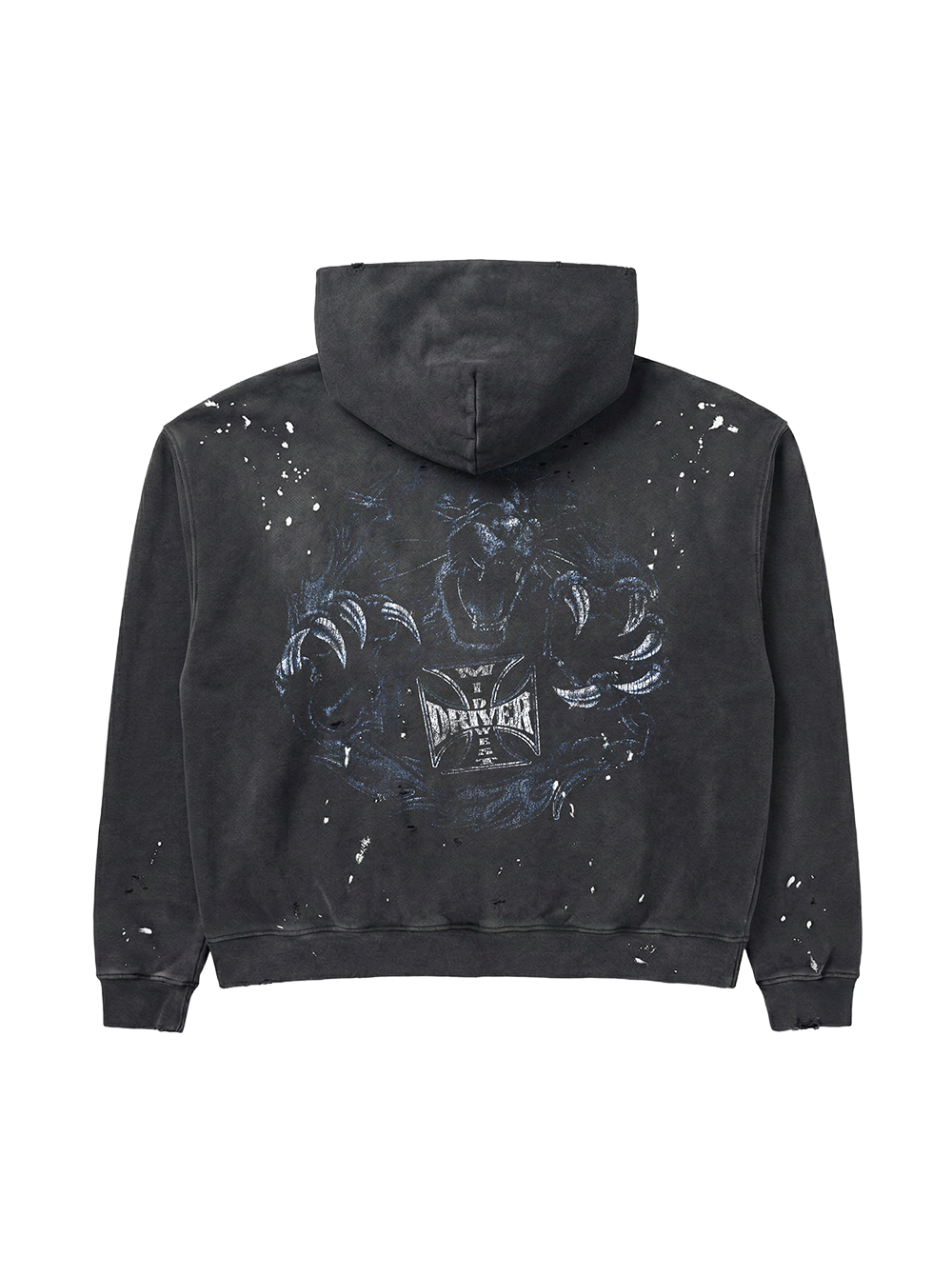 PANTHER FRAYED HOODIE