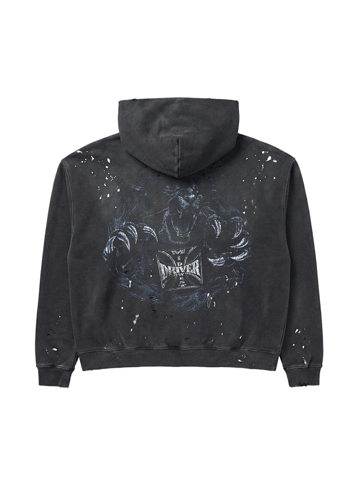 PANTHER FRAYED HOODIE